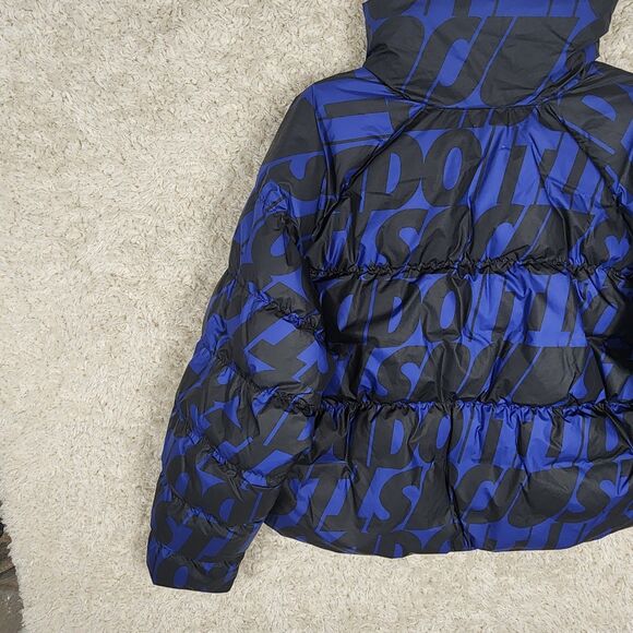 Nike Puffer Jacket Womens Medium Blue Sportswear Just Do It Logo Zip Winter Coat - Picture 7 of 11
